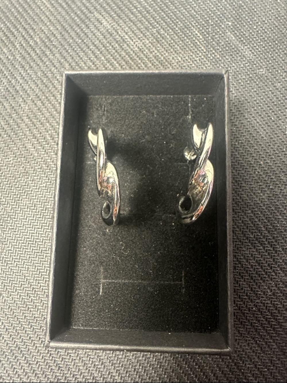 Sterling Silver Curved Hoop Earrings - Silver
